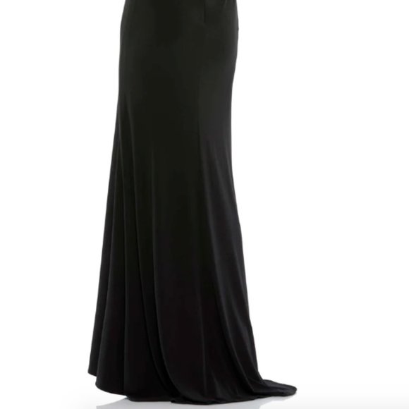 MAC DUGGAL 55712 BEADED CUFF LONG SLEEVE WRAP OVER TRUMPET BLACK GOWN sz 8 - Picture 6 of 6